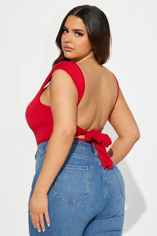 Sweet Talk Backless Bodysuit - Red