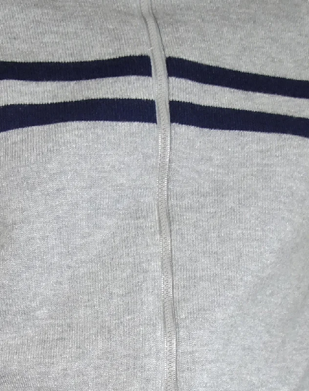 Talisa Sporty Zip Through Jacket In Light Grey with Navy Stripes