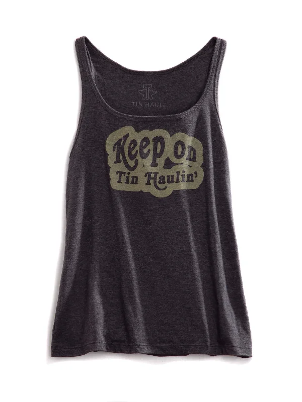 Tin Haul Womens Dark Grey 100% Cotton Keep On Tank Top