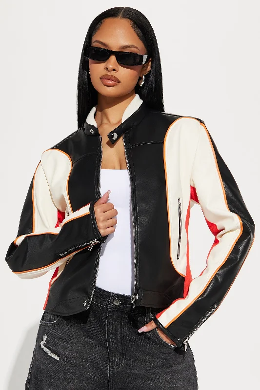 Try Me Faux Leather Jacket - Black/combo