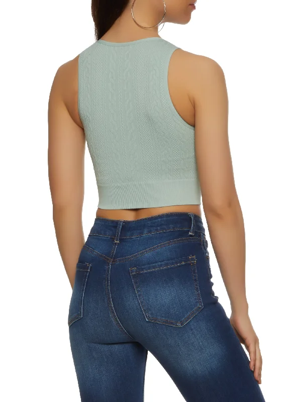 Seamless Cable Knit Cropped Tank Top