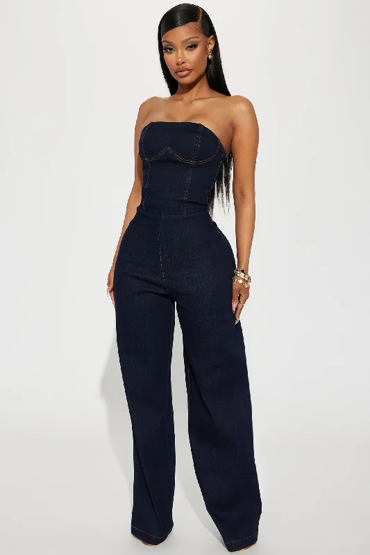 Uncut Denim Jumpsuit - Dark Denim