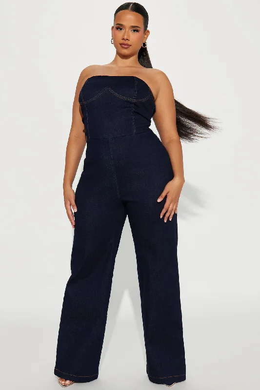 Uncut Denim Jumpsuit - Dark Denim