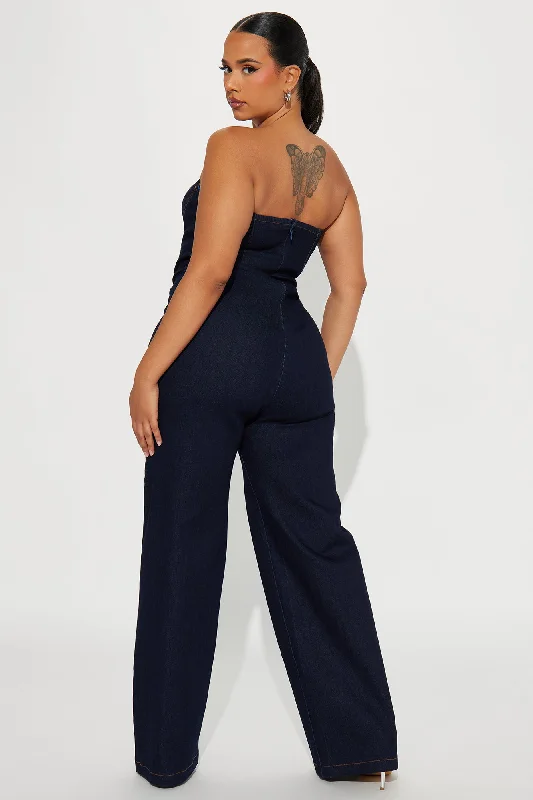 Uncut Denim Jumpsuit - Dark Denim