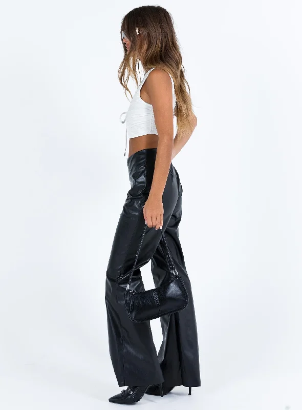 Valla Faux Leather Flare Pants Black