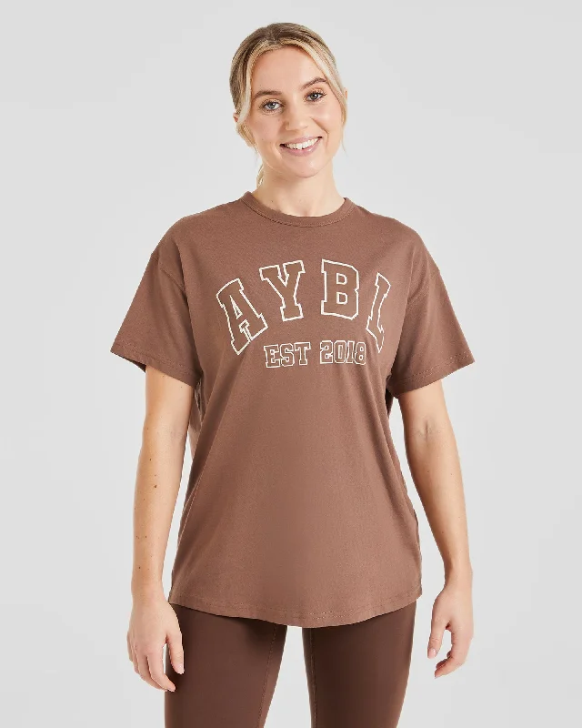 Varsity Oversized T Shirt - Brown