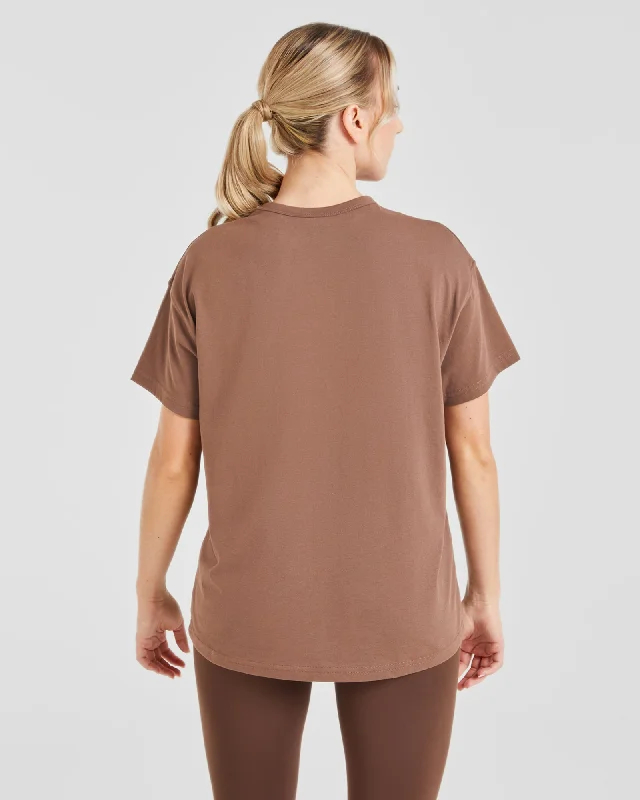 Varsity Oversized T Shirt - Brown