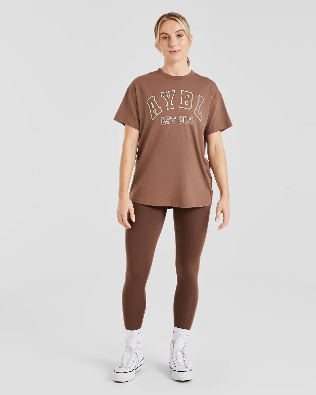 Varsity Oversized T Shirt - Brown