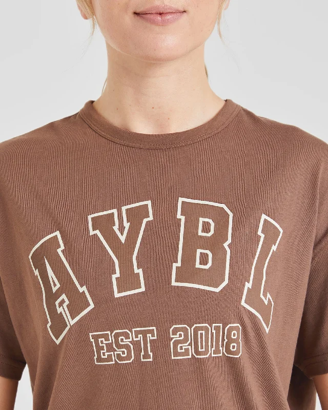 Varsity Oversized T Shirt - Brown