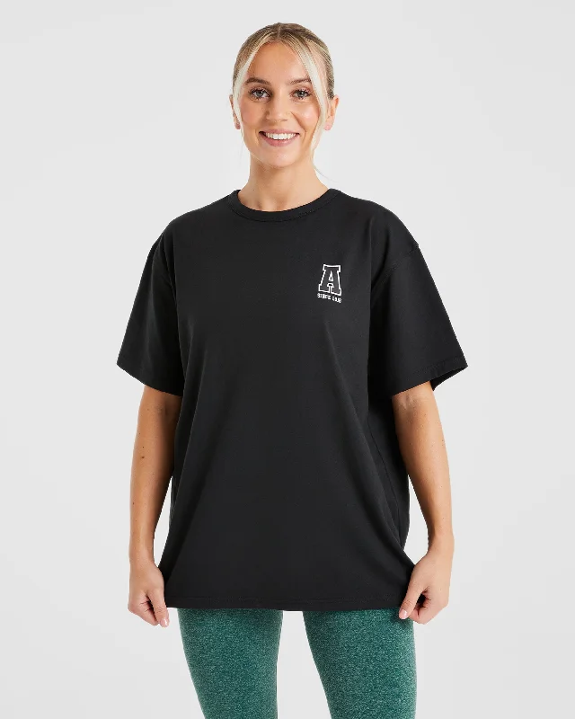 Varsity Statement Oversized T Shirt - Black