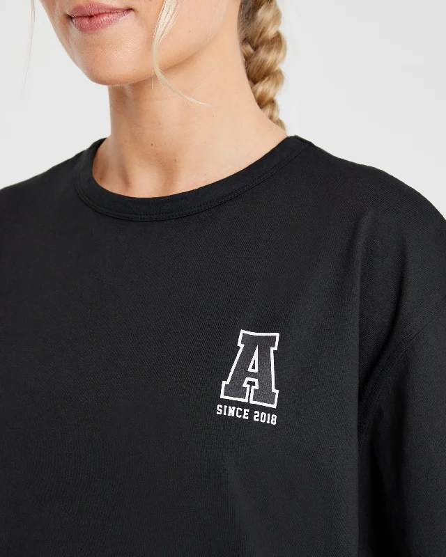 Varsity Statement Oversized T Shirt - Black