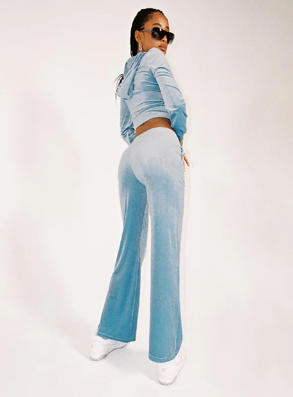 Velour Track Pant Blue