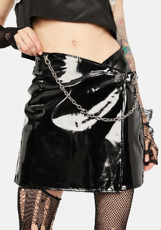 Vinyl Wrap Skirt With Chain And Hook