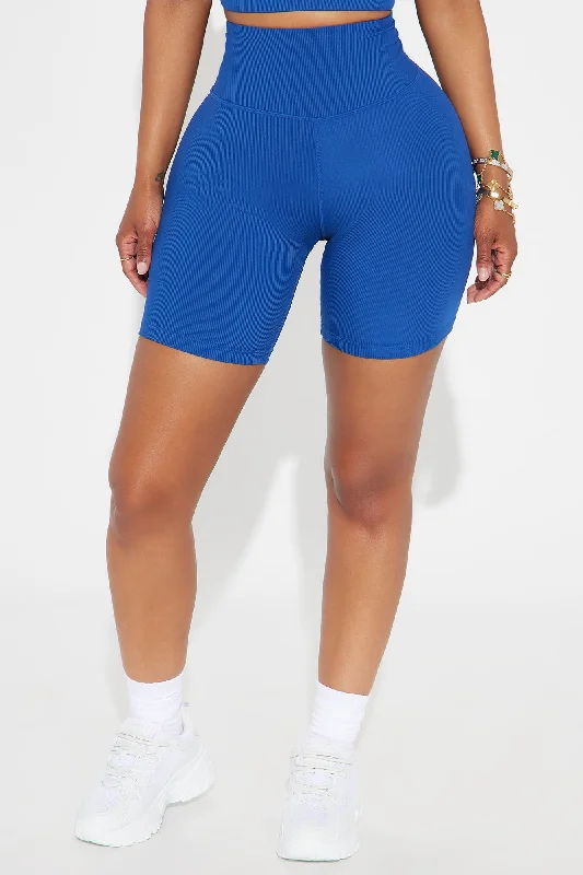 Wellness Ribbed Biker Shorts - Navy