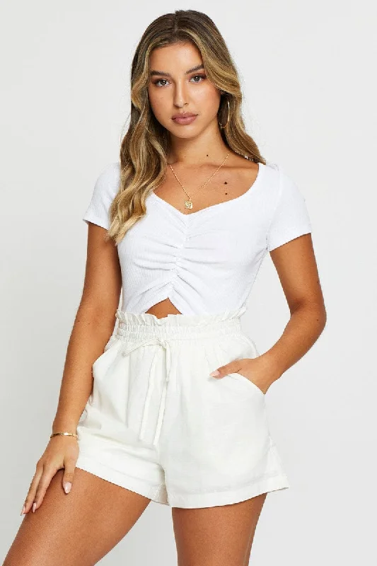 White Crop Top Short Sleeve