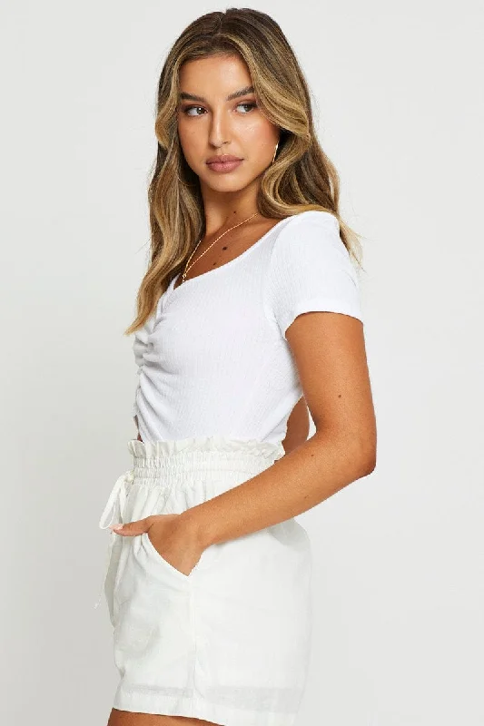 White Crop Top Short Sleeve