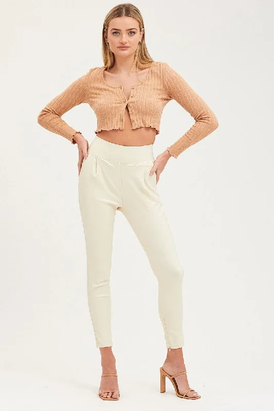 White Slim Pants High Rise