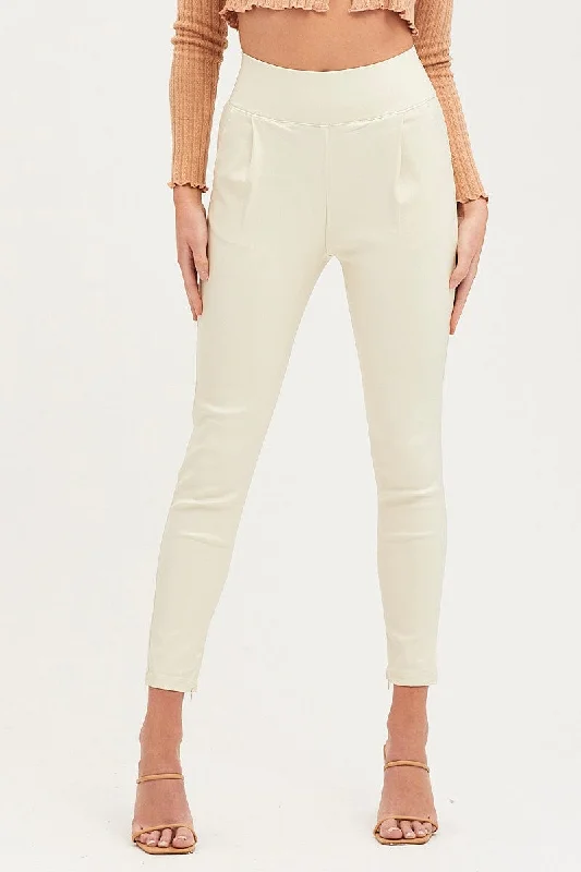 White Slim Pants High Rise