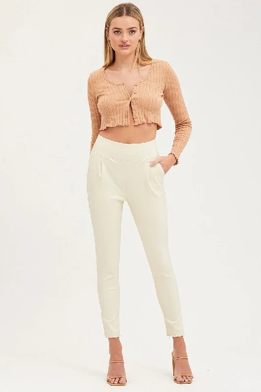 White Slim Pants High Rise