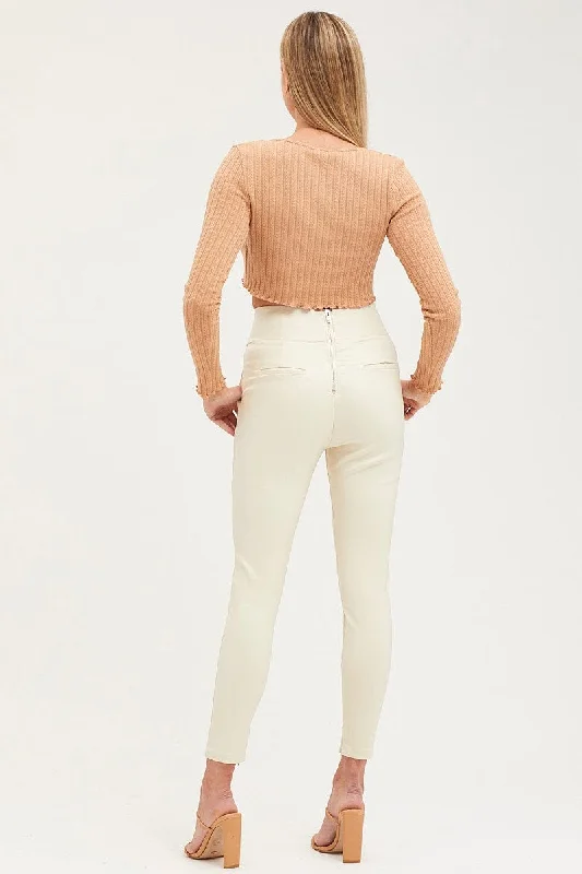 White Slim Pants High Rise