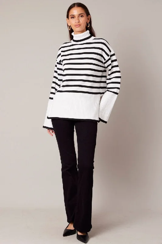 White Stripe Knit Jumper