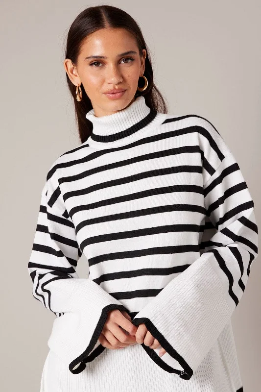 White Stripe Knit Jumper