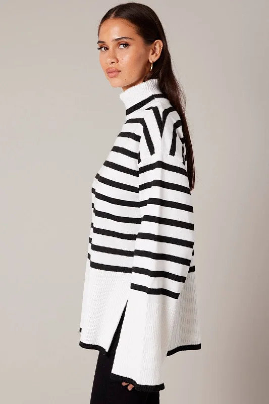 White Stripe Knit Jumper