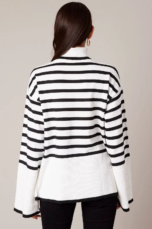 White Stripe Knit Jumper