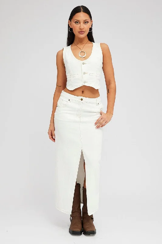 White Vest Button Front