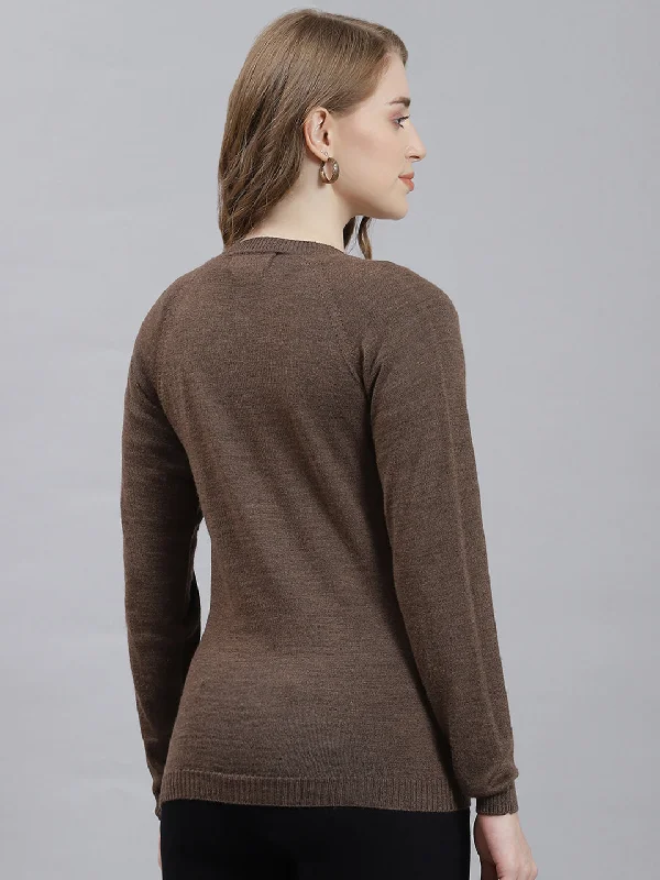 Women Brown Solid Cardigan