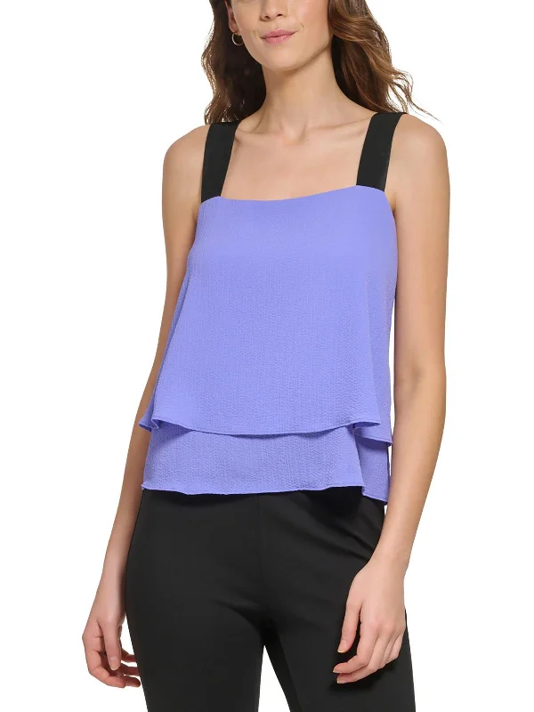 Womens Fold-Over Tank Pullover Top