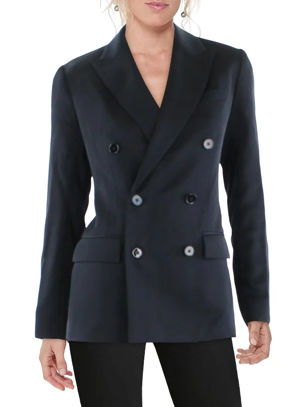 Womens Satin Business Double-Breasted Blazer