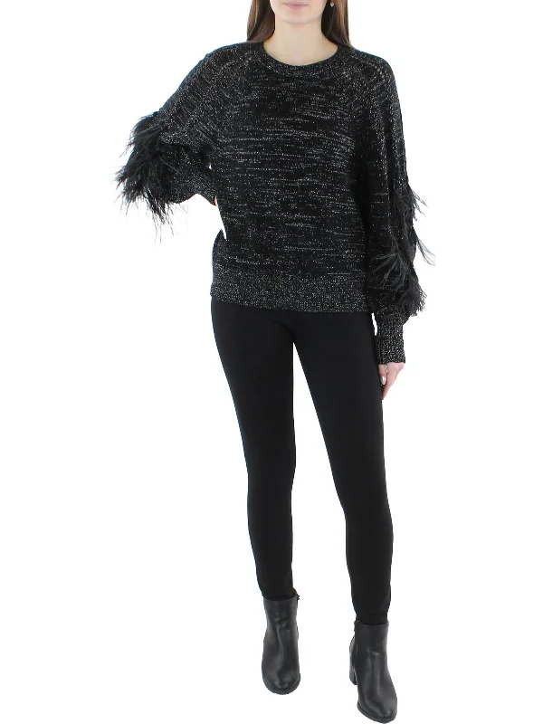 Womens Wool Blend Metallic Pullover Sweater