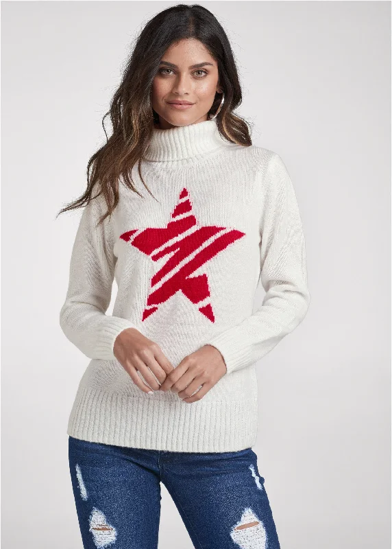 Star print sweater - White Multi