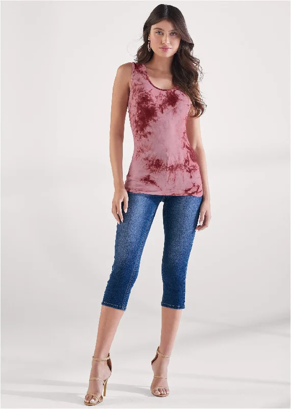 Tie-dye lace top - Red Multi