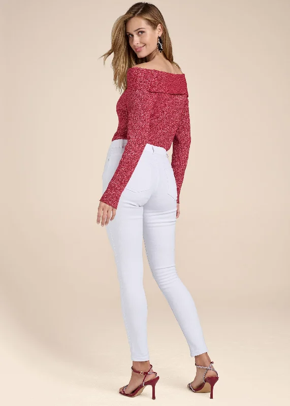 Shimmer twist-front sweater - Red Multi