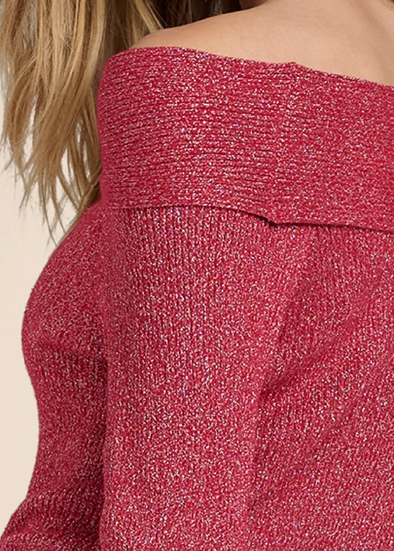 Shimmer twist-front sweater - Red Multi