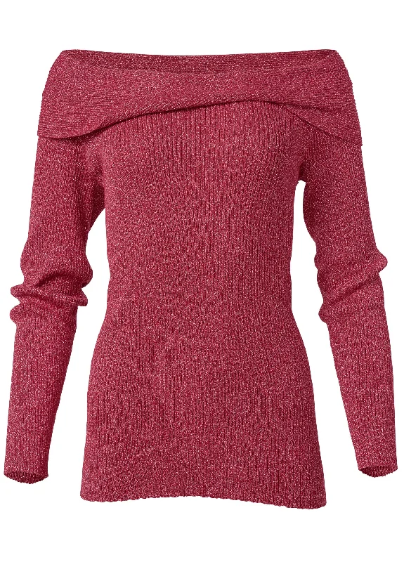 Shimmer twist-front sweater - Red Multi