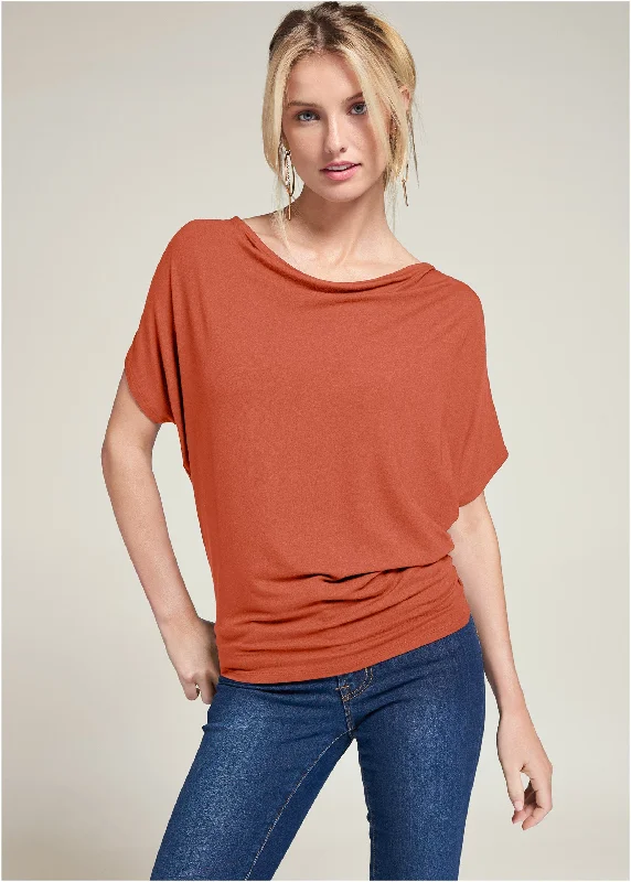 Basic flounce top - Burnt Orange