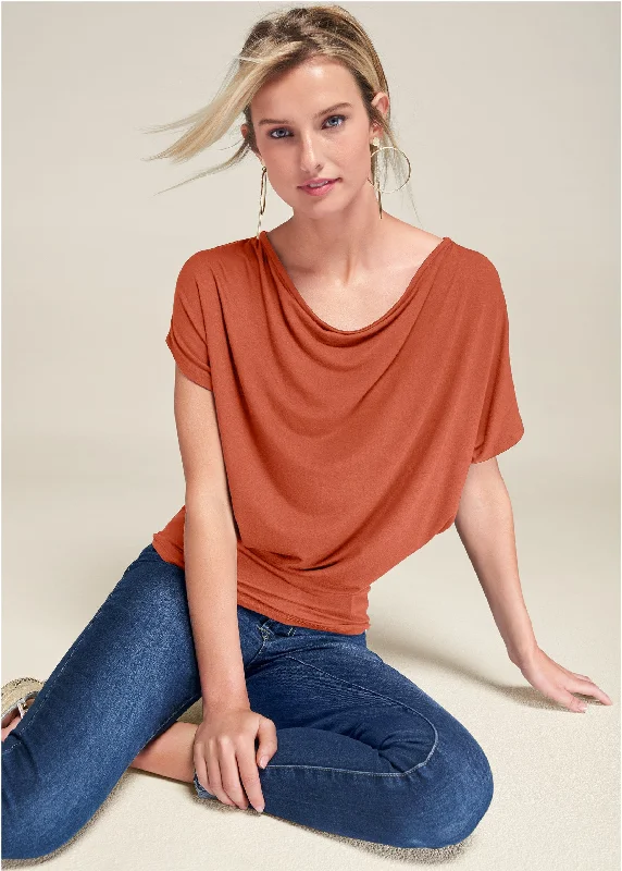 Basic flounce top - Burnt Orange