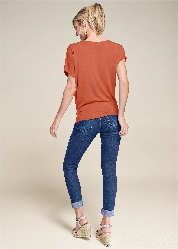 Basic flounce top - Burnt Orange