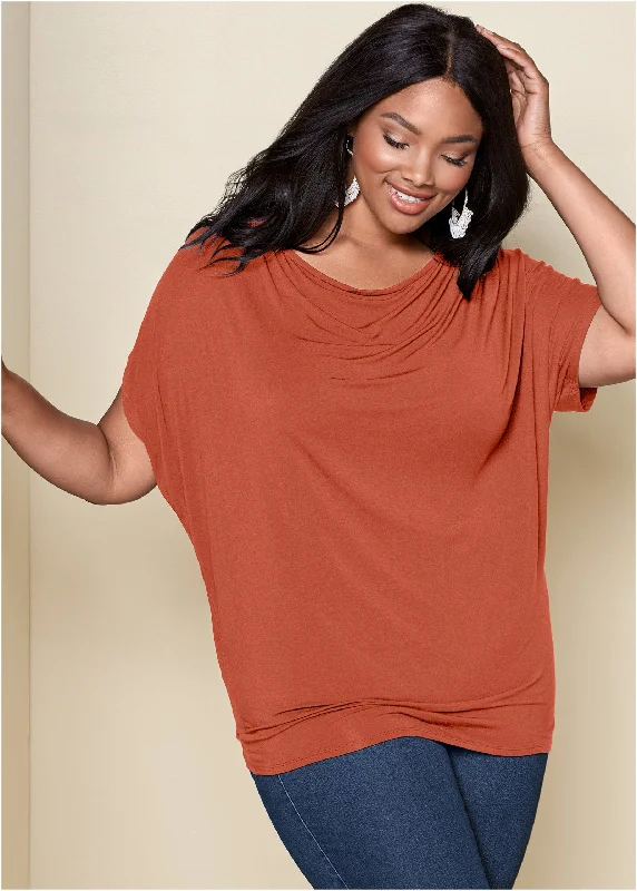 Basic flounce top - Burnt Orange