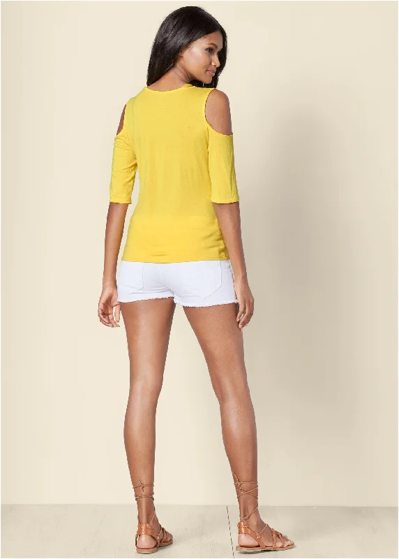 Strappy cold-shoulder top - Yellow