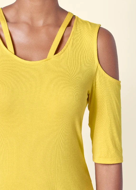 Strappy cold-shoulder top - Yellow