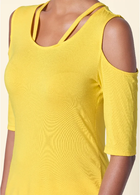 Strappy cold-shoulder top - Yellow