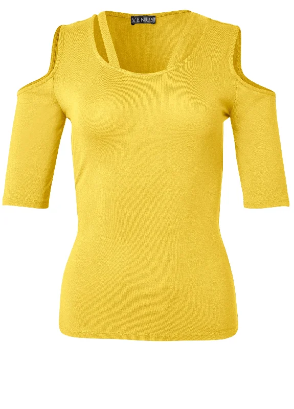 Strappy cold-shoulder top - Yellow