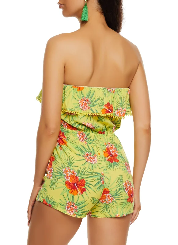 Floral Strapless Flounce Romper