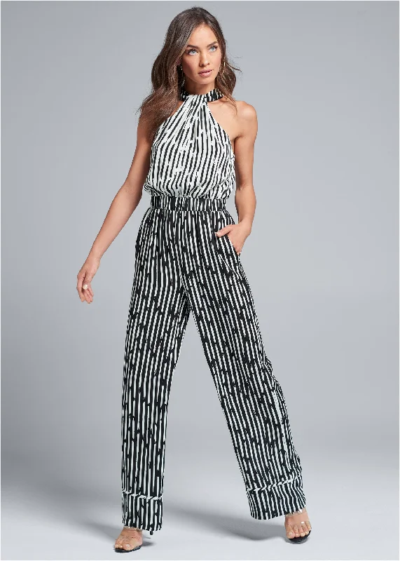 Stripe jumpsuit - Black & White