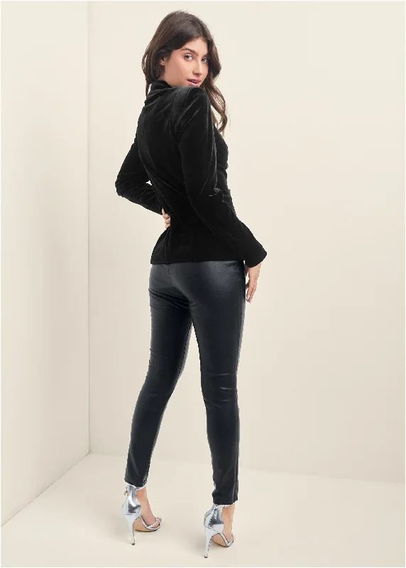 Double breasted velvet blazer - Black