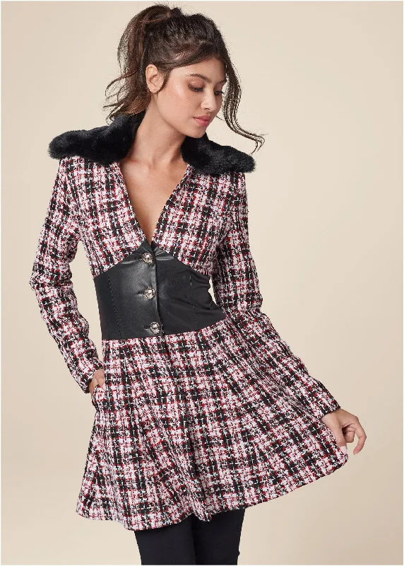 Plaid corset coat - Black Multi